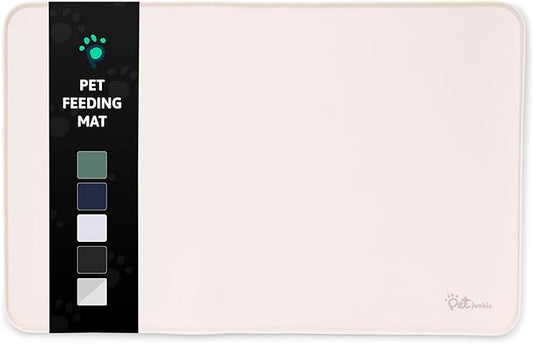 Silicone Dog Mat for Water Bowl and Food Dish, Pet Mat for Floors, Waterproof Dog Food Tray (Off-White Light Lavender)