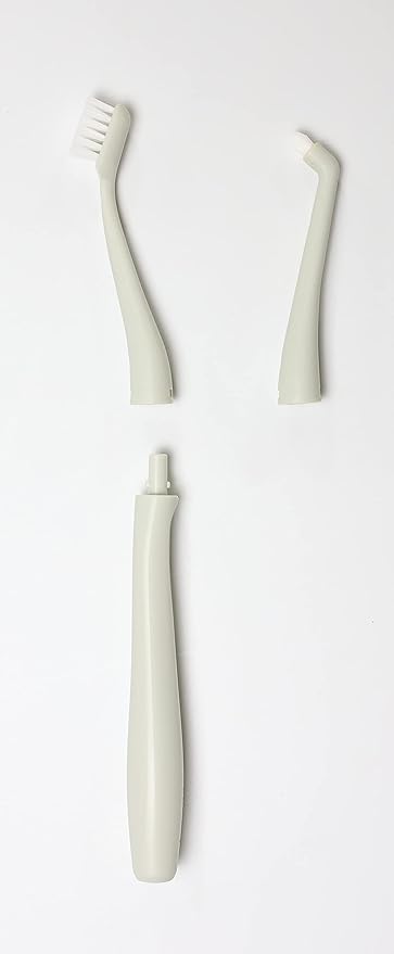 Kitteney Pet Toothbrush for Dogs, Cats with 0.06mm Super Soft Bristles, Head Replaceable, Double Headed Toothbrush for Small to Large Teeth, Easy Teeth Cleaning & Dental Care (Gray)