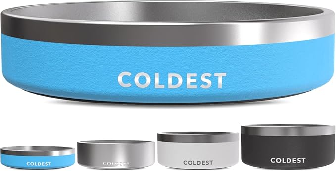 Coldest Dog Bowl - Anti Rust Metal, Non Slip, 3 Layers Insulated Stainless Steel Dog Bowls - Spill Proof & Heavy Duty - Water Bowl for Dogs, Cats & Pets, Dish Washer Safe (21 oz, Celestial Blue)