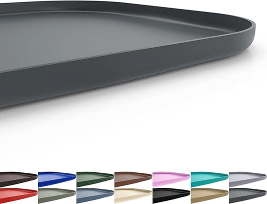 Silicone Pet Feeding Mat with Raised Edge for Food and Water, Dog Bowl Mats, Cat Bowls Placemat with High Lip for Floor Waterproof, Rubber Tray for Cats and Dogs 24 x 16 x 0.8 Dark Grey