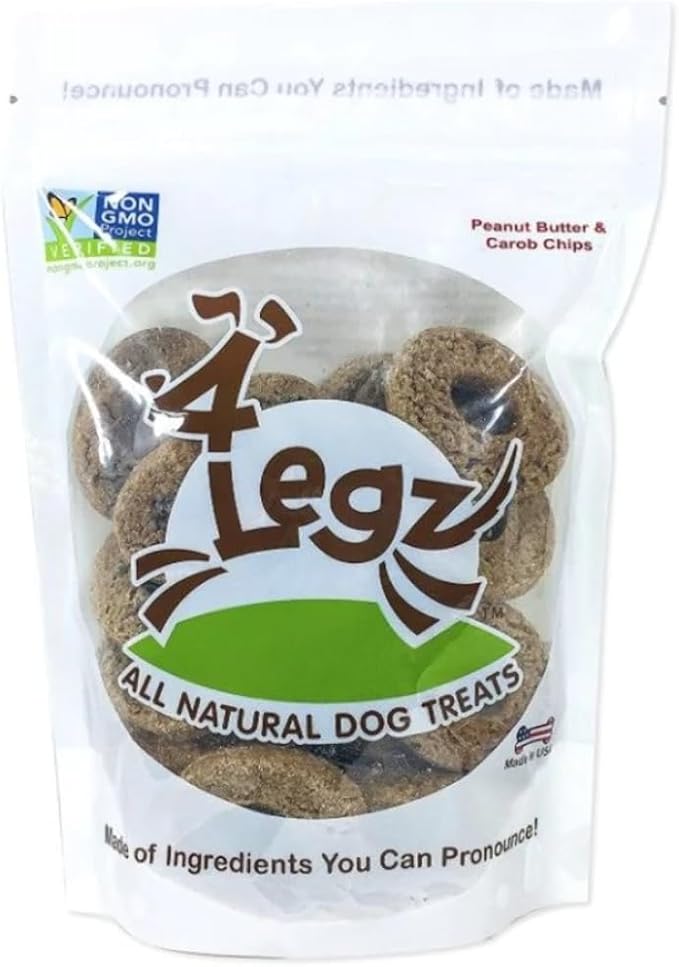 Peanut Butter & Carob Chips Dog Treats – Healthy, Crunchy, Vegan Biscuits with Whole & Real Ingredients – All Natural & USA‐Baked, 7 oz