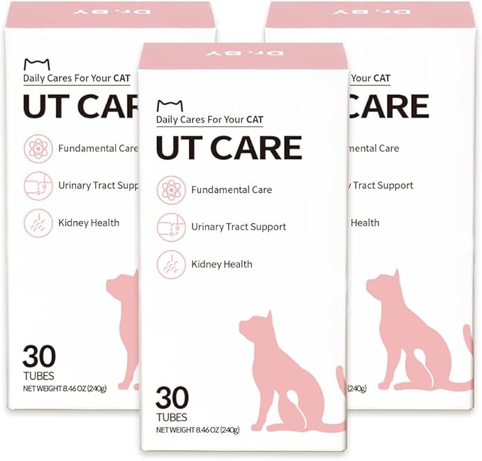 Dr.by UT Care Cat UTI Kidney Support Urinary Supplement Cranberry Treatment for Cats Renal Health with Pacran, Quercetin, Taurine lickable Formula Individually Packaged (3 Packs)