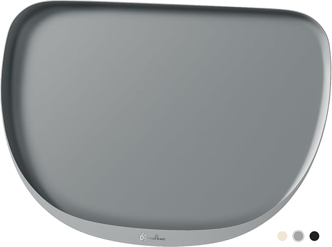 DownyPaws Dog Food Mats for Floors Waterproof, BPA Free Silcone Dog Bowl Mat, Non-Slip Pet Feeding Mat with High Raised Edge, Cat Placemat for Messy Drinkers, 24"×17", Light Gray