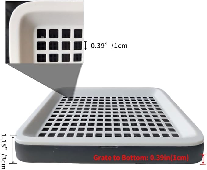 Guinea Pig Litter Tray Pan with Grate for Cage - Small Animal Potty Trainer - Rattie, Chinchilla, and Pet Litter Box - Easy-Clean, Space-Saving Design - 9.8x7.6x1.18 in