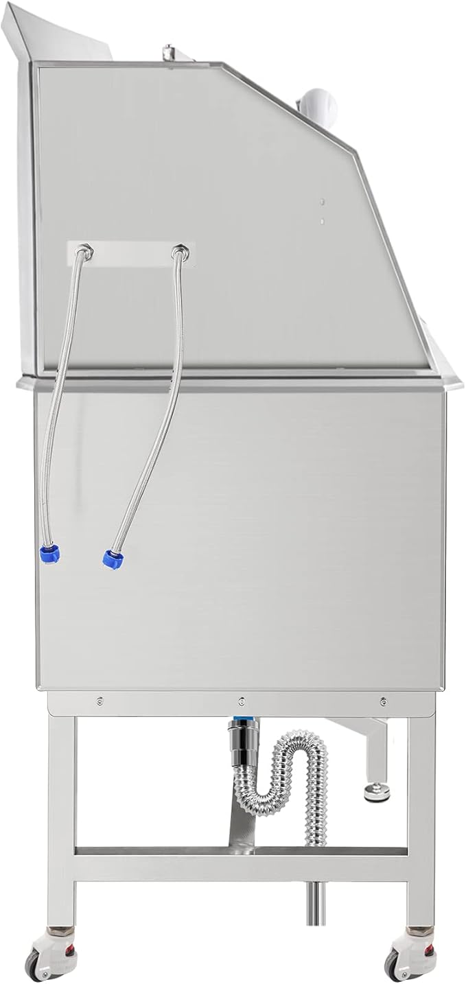 VEVOR Dog Grooming Tub, 62" L Pet Wash Station, 304 Stainless Steel Pet Grooming Tub Rated 661LBS Load Capacity, Non-Skid Dog Washing Station Comes with Ramp, Faucet, Sprayer and Drain Kit