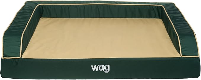 Wag Premium Pet Dog Bed | Multi Layer Construction with Cooling Energy Gel and Copper Infusion | Machine Washable Cover and Water Resistant Inner Liner | Large, Pine Green
