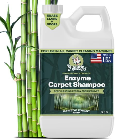Sprinkle & Sweep Enzyme Carpet Shampoo (32oz) - Carpet Cleaner Solution to Eliminate Tough Stains & Neutralize Odors at the Source - Car, Furniture, Carpets & Rug Cleaner - Use with All Machines