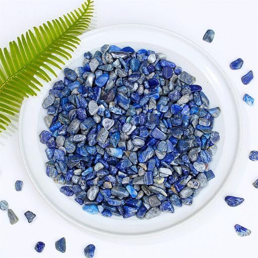 YATOJUZI Lapis Lazuli 1LB Aquarium Gravel Rocks Bulk Wholesale Tumbled Crystals Stones Chips Crushed Reiki Energy Balancing Gemstones for Planters Vase Filler Fountain Fish Tank Potted Decor