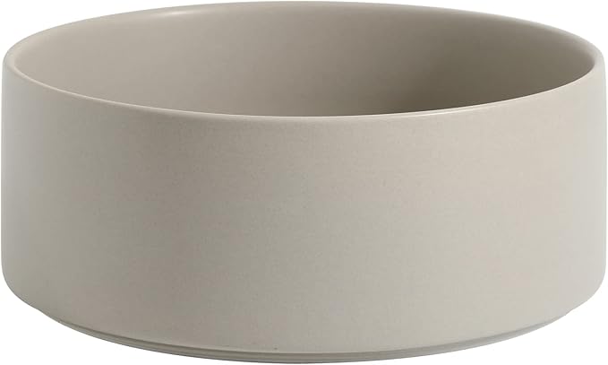 Non-Slip 8.2inch Ceramic Dog Food and Water Bowl for Large Breed Dogs, Pet Bowl for Replacement (Single Bowl, Grey)