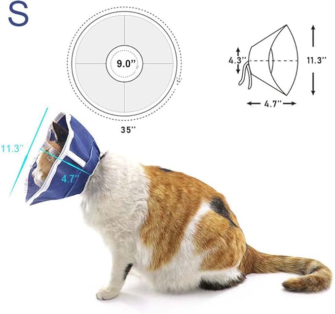 Soft Cat Recovery Collar Cat Cone E Collar Nonwoven Fabric Elizabethan Collar Loops-Protective Wound Healing Specially Designed for Cats and Puppies - Easy to Eat and Drink (S)