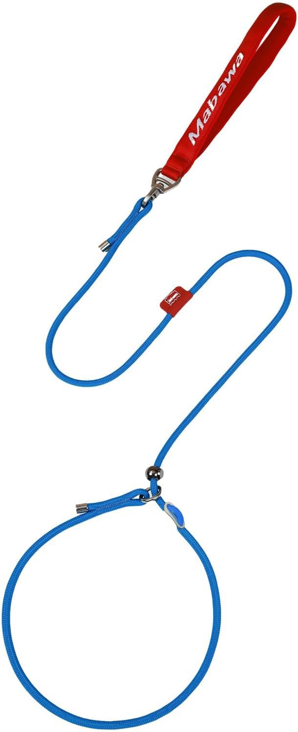 Dog Anti-Slip Leash 5FT with Metal Stopper - Durable No-Pull Training Lead for Small, Medium & Large Dogs - Comfortable Handle Nylon Rope, Tangle-Free Pet Walking Leash (Blue, 5.6FT)