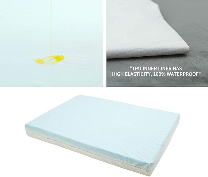 Orthopedic Memory Foam Dog Bed, Cooling Dog Beds Waterproof Pet Bed for Crate with Removable Washable Cover, L(35inch,65Lbs)