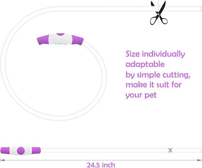 Light up Dog Collar, BSEEN USB Rechargeable Flash Dog Necklace Light, Pet Safety Collar Makes Your Beloved Dogs Be Seen at Night for Small Medium Large Dogs(Purple)