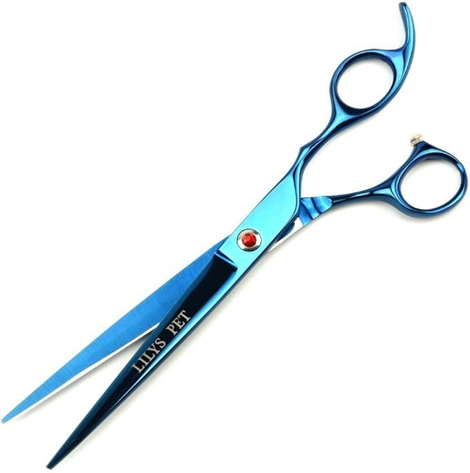 LILYS PET Professional PET Grooming Scissors Kit,Coated Titanium,Sharp and Strong Stainless Steel Blade for Dogs Cats Hair Cutting,3 Pieces of Scissors with a Comb and a Case (8.0 inches, Blue)