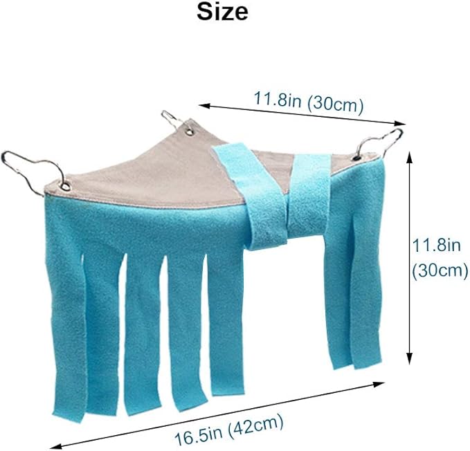 RIOUSSI Guinea Pig Hideout Hideaway Corner Fleece Toys Cage Accessories with Reversible Sides, Geo/Gray+Blue, 2 Pack