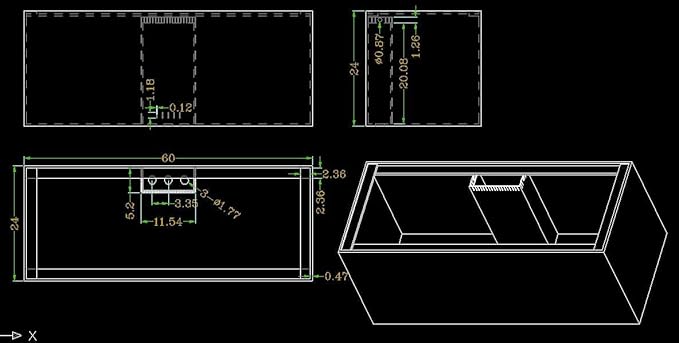150 Gallon Starfire Glass Aquarium 60x24x24 12mm Eurobraced with Built-in Overflow Box