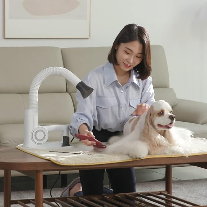 DUZ V3 Professional Quality Pet Dryer: 2-in-1 Portable & Hands-Free Grooming, Low-Noise & Stress-Free Drying, Multi Speed & Temperature, Comfortable for All Dogs and Cats