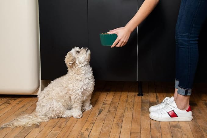 Waggo Ripple Ceramic Dog Bowl for Medium and Large Breeds - Modern with Matte Finish, Heavyweight Durable Pet Food and Water Dish Crock, Dishwasher Safe (Large, Teal)