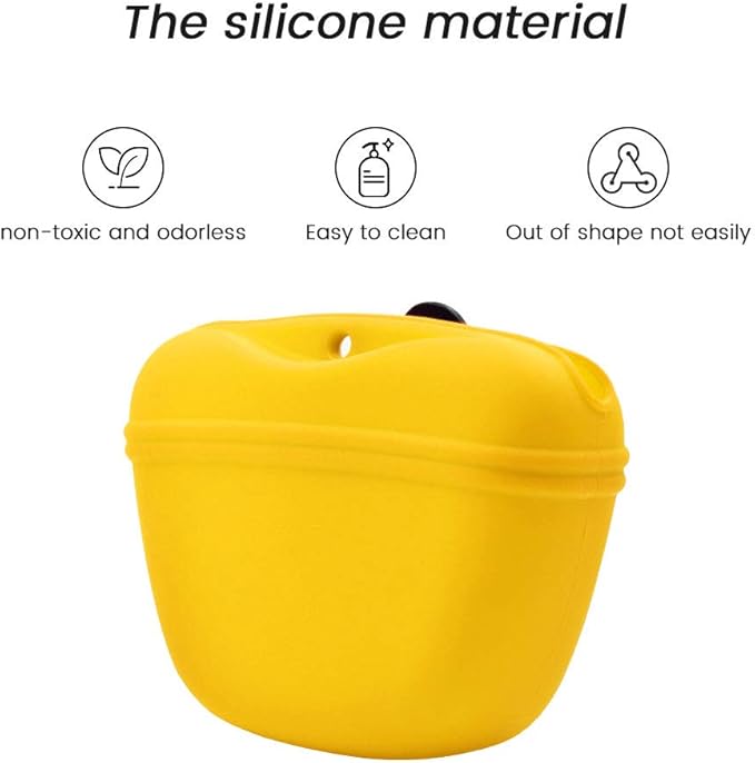 AUDWUD Silicone Dog Treat Pouch,Clip on Portable Training Container,Convenient Magnetic Buckle Closing and Waist Clip,No BPA