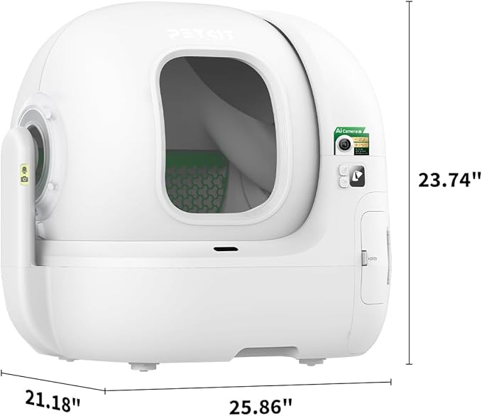 PETKIT 2025 Purobot Max Pro AI-Camera Self Cleaning Cat Litter Box, 210° Wide Angle Lens Night Vision Cat Facial Recognition Automatic Litter Box with 5G WiFi App Control Odor-Free