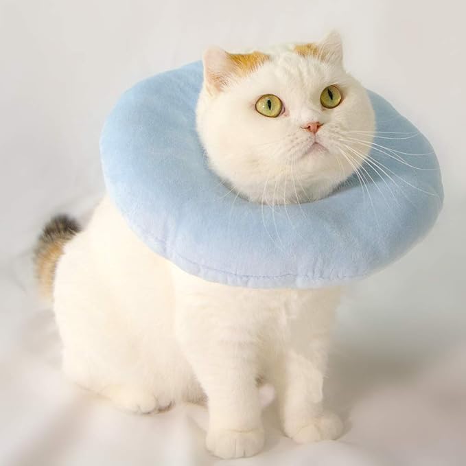 Adjustable Cat Recovery Collar Soft,Cute Pet E-Collar Neck Cone After Surgery Wound Healing Protective Cone Fit for Kitties, Small Dogs(ELC05-whale-s)