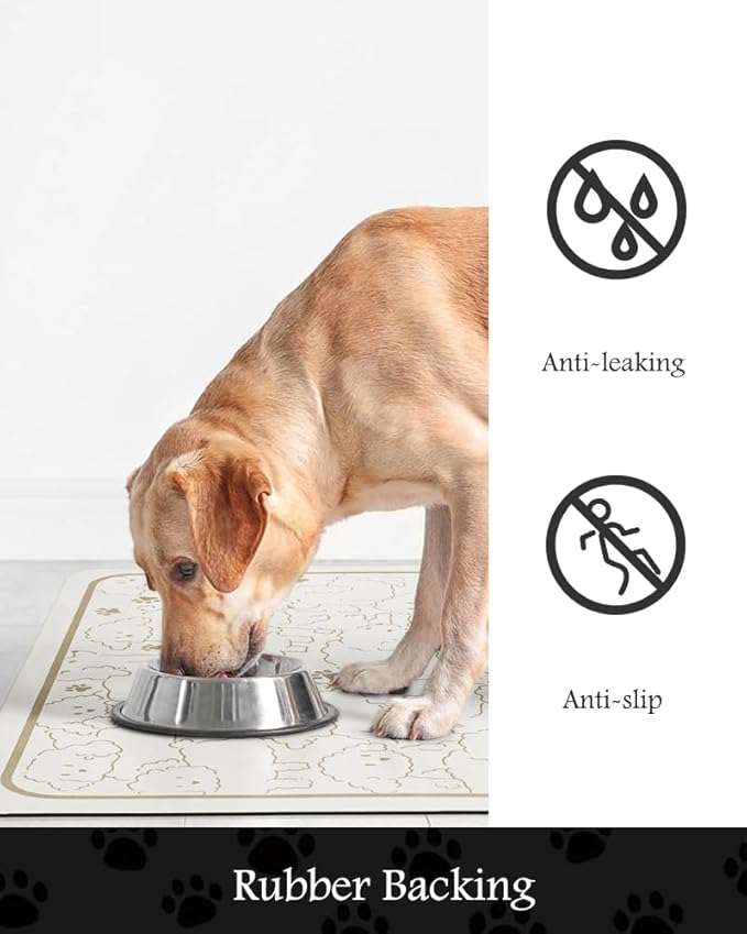 Pet Feeding Mat-Absorbent Dog Mat for Food and Water Bowl-No Stains Quick Dry Water Dispenser Mat-Dog Accessories Pet Supplies-Bowl for Messy Drinkers（FRAMEDOGS,17"x28"