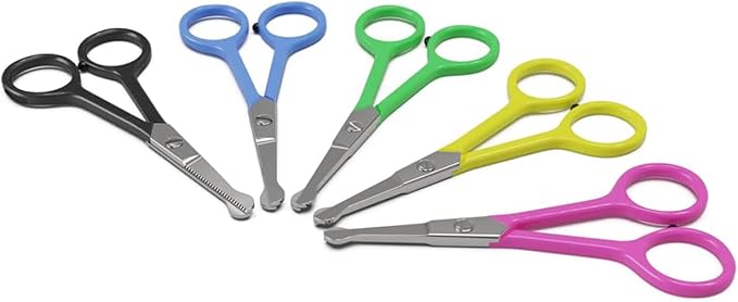 Tiny Trim 4.5" Ball-Tipped Scissor for Dog, Cat and all Pet Grooming - Ear, Nose, Face & Paw - Scaredy Cut's small Safety Scissor Yellow