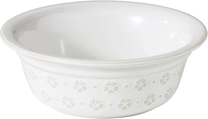 Ceramic 8.7inch Dog Bowl for Large Dog, Basic Food and Water Bowl for Replacement, Wide Opening Rounded Edge(Single Bowls, Reactived Glaze -White)