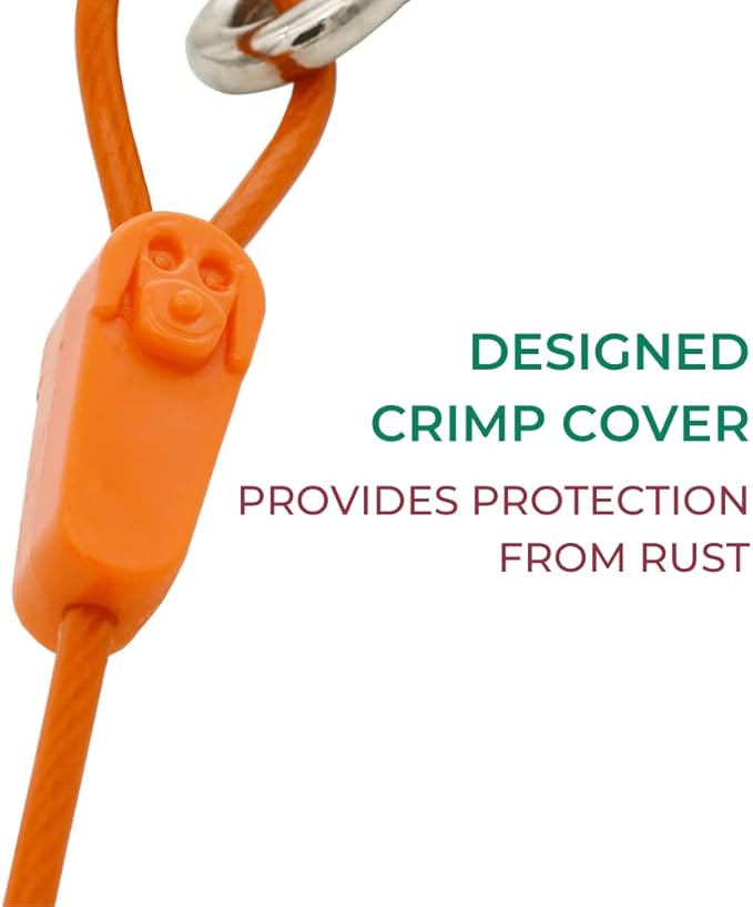 25FT Tie-Out Cables for Dogs - Strong, Safe, and Durable Dog Tie-Outs for Every Breed up to 250 Pounds - Weather and Wear Resistant Galvanized Aircraft Cable for Outside Use