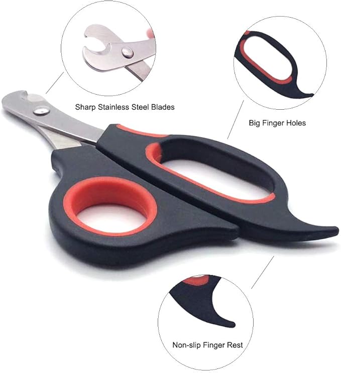 Professional Cat Nail Clippers Trimmer Scissors for Small Breeds, Puppies, Rabbits, and More, Safe Sharp Stainless Steel Blades, Non-Slip Big Handles, Easy at Home Grooming