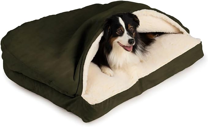Snoozer Pet Products Rectangle Cozy Cave Dog Bed, Small, Olive