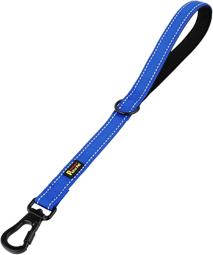 PLUTUS PET Short Training Dog Leash with Padded Handle for Medium Large Dogs,18 Inch Heavy Duty Strong Traffic Leash with Carabiner Clip for Climbing Walking or Guiding Blind(18”，Royal Blue)