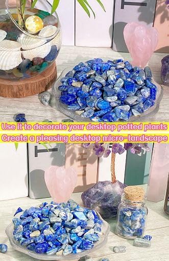 YATOJUZI Lapis Lazuli 1LB Aquarium Gravel Rocks Bulk Wholesale Tumbled Crystals Stones Chips Crushed Reiki Energy Balancing Gemstones for Planters Vase Filler Fountain Fish Tank Potted Decor