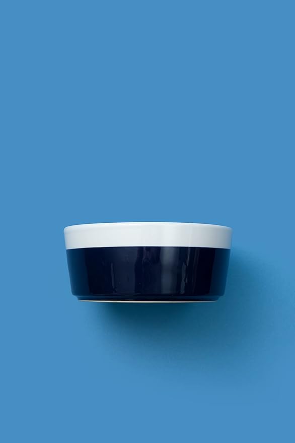 Waggo Dipper Ceramic Dog Bowl for Small and Large Breeds - Heavyweight and Durable Pet Food and Water Dish Crock, Dishwasher Safe, Modern (Midnight Blue, Medium)