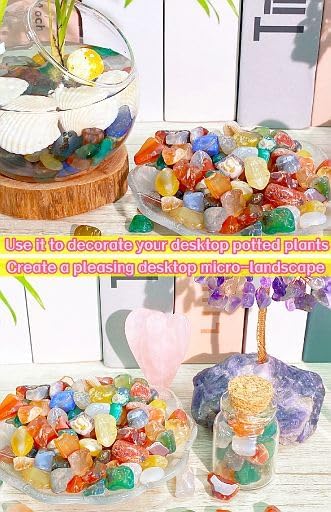 YATOJUZI Colorful Agate Aquarium Gravel Rocks Mix-color Bulk Wholesale Tumbled Crystals Stones Chips Crushed Reiki Energy Balancing Gemstones Planter Vase Filler Fountain Fish Tank Potted Decor 0.44LB