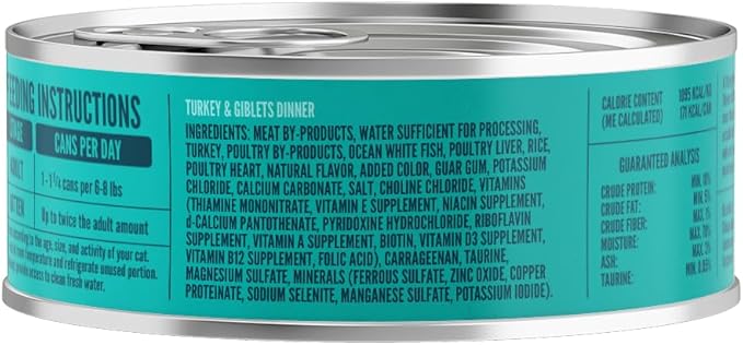 A Strong Heart Canned Wet Cat Food, Turkey & Giblets Dinner - 5.5 oz Cans (Pack of 24), Made in The USA with Real Turkey & Savory Giblets