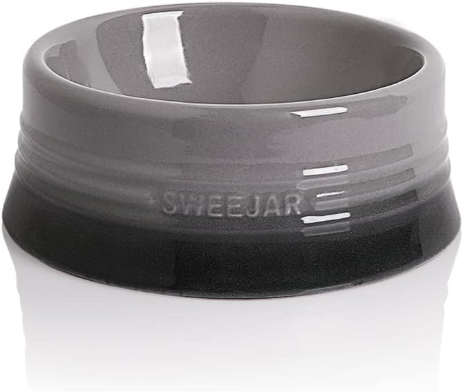 Sweejar Gradient Dog Bowl, Ceramic Dog Food Dish for Medium Dogs and Cat, Porcelain Pet Bowl for Food and Water 18 oz (Gradient Grey)