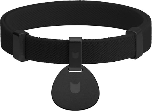 Safety Cat Collar and ID Tag Set, Elastic Quick Release Non Breakaway Collar, Personalized Aluminum Engraved Pet Name Tag, Lightweight for Kitten Small Large Cats (Midnight Black-S, Pocket)