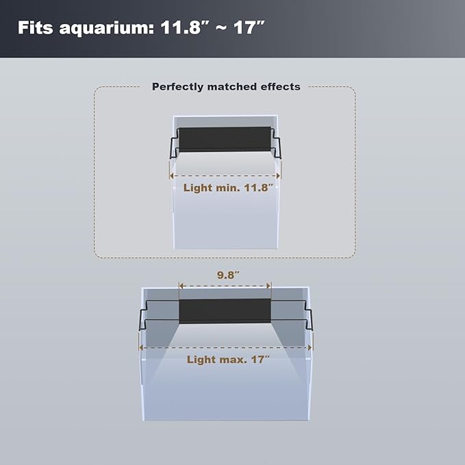 GLOWRIUM Aquarium Light, LED Freshwater Fish Tank Light with Timer, Full Spectrum Planted Aquarium Grow Lights with Daylight/Moonlight Mode, Brightness Adjustable, Auto On/Off (12-17 in)