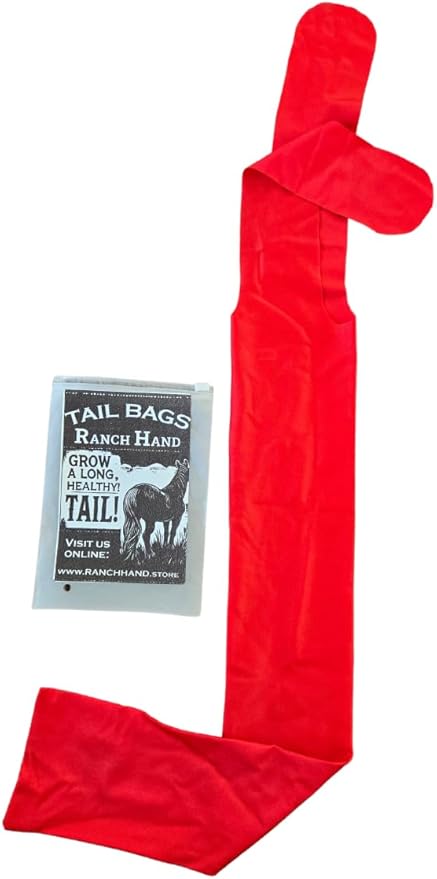 Ranch Hand Horse Tail Bag - Stretchable Horse Tail Bag Made from Durable Stretchy Material- Damage-Free Tail Protection - Gentle Grooming Essential for Healthy Growth - Tail Care Accessory Grroming- Light Red