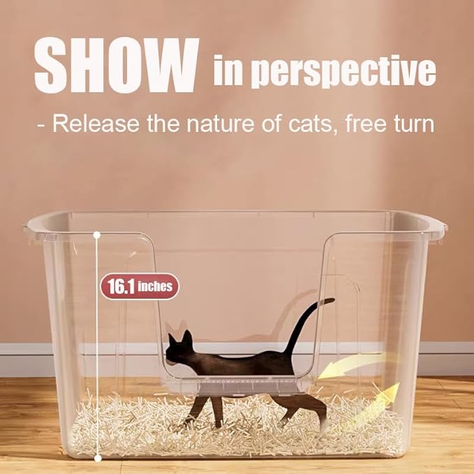 Vealind Extra Large Litter Boxes for Big Cats 31''×21''×16'', XXL Litter Boxes for Big Cats or Multiple Cats, Jumbo High Sided Litter Pan, Leak-Proof & Anti-Splashing, Easy Clean & Durable (Yellow)