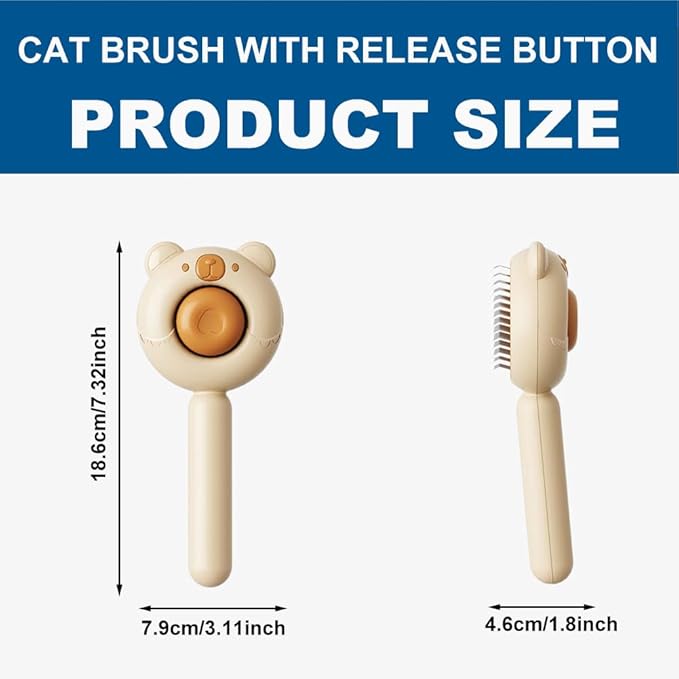 Cat Brush for Short or Long Haired Cats Dogs Rabbits, Cute Dog Brush with Release Button for Massage and Removes Loose Fur