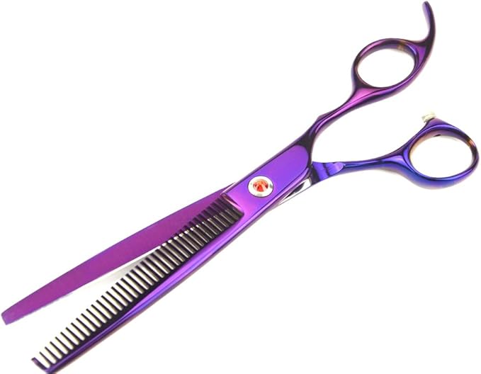 LILYS PET Professional PET Grooming Scissors Kit,Coated Titanium,Sharp and Strong Stainless Steel Blade for Dogs Cats Hair Cutting,3 Pieces of Scissors with a Comb and a Case (7.5 inches, Purple)