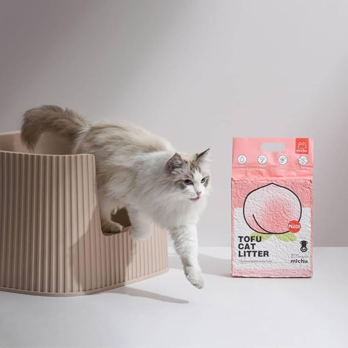Tofu Cat Litter Natural Clumping Tofu Cat Litter, Fast Clumping and Easily Scoop-able 5.5lb/88oz 5 Scents - Peach, 2 Pack