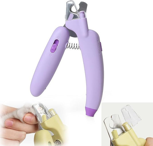 LED Pet Nail Clippers,Upgrade Cat Nail Clipper with Light,Cat Claw Trimmer Nail Clippers for Dogs,Trim Your Pets Nails Easy and Pain-Free Grooming Tool for Small Animals (Purple)
