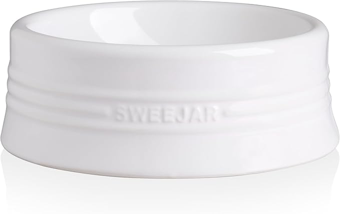 Sweejar Gradient Dog Bowl, Ceramic Dog Food Dish for Large Dogs and Large Cat, Porcelain Pet Bowl for Food and Water 32 oz (White)