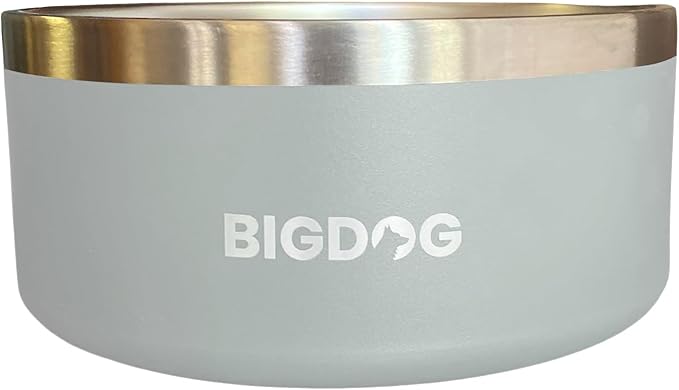 BIGDOG Large Dog Bowls, Stainless Steel Dog Food and Water Bowl, 100 Ounces, Grey