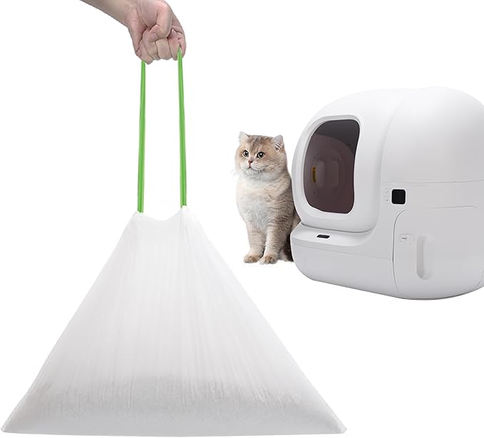 67 Count Cat Litter Bags for Pet Pura MAX Self-Cleaning Litter Box, Drawstring Kitty Liners for Automatic Waste Drawer Bin, Disposable Replacement Poop Trash Bag, Durable Leak-proof - 21 * 15.7 "
