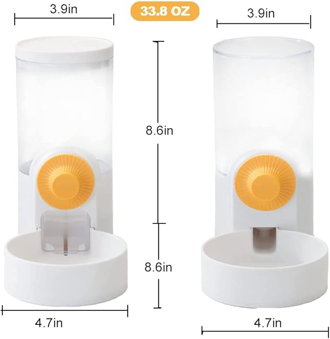 Pet Hanging Automatic Feeders Drinking Bowls 40oz, Auto Gravity Pet Feeding Water Set, Cage Pet Feeding Bowls Dispenser for Cats Dogs Puppy, Rabbit Hamsters Chinchilla Hedgehog (White-Food)