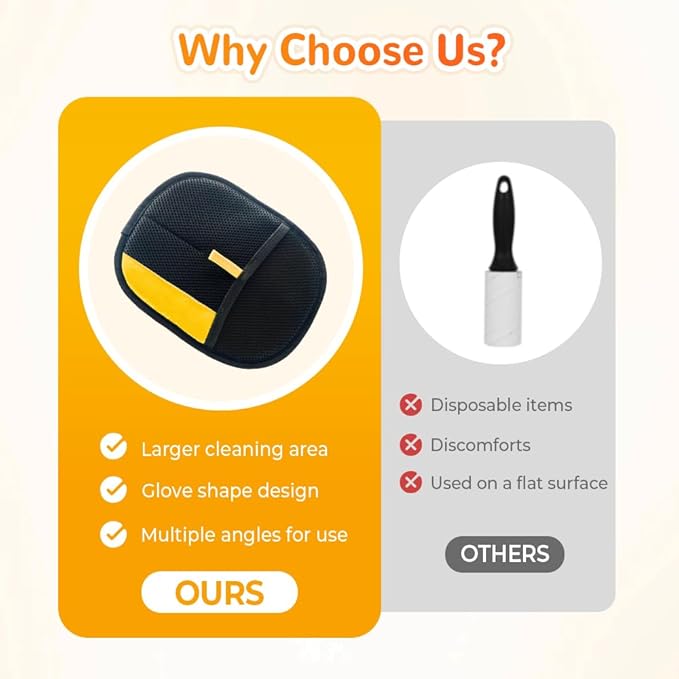 Pet Hair Removal Gloves, 2025 New Electrostatic Pet Hair Remover, Washable Reusable Cat Grooming Gloves for Bed Sheets Couch Clothes Carpet, Premium Pet Care Accessory for Cats and Dogs (1)